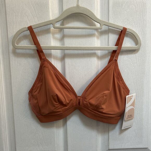 LIVELY Unlined Mesh Bra Size 1 Rust Brown | 32D 32DDD 34D 34DDD | Wireless NWT - Picture 1 of 16